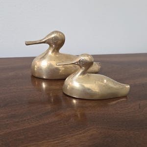 Vintage Pair of Brass Duck Figurines