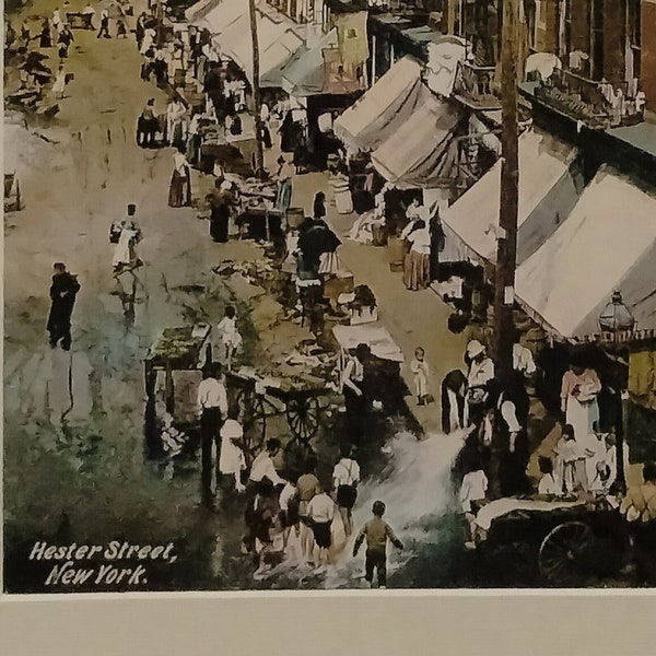 1908 Lower East Side Hester Street Market - NYC Vintage Old Picture Photo Re-Print - Complete with Mat Board and Ready to Frame 8" X 10"