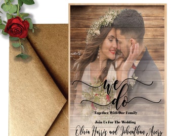 Custom Wedding Invitation Printed On A Wood Card 5/8”, Wedding Invitation, Wedding Invitation, Gift For Wedding, Anniversary Gift,