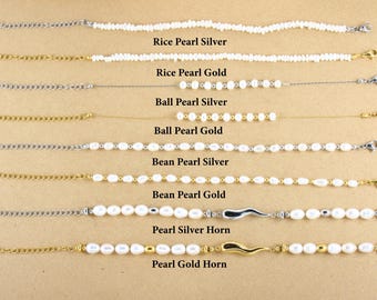 Bracelet Delicate Natural Pearl Beaded Bracelet, Bridal Jewelry, Perfect Gift for Her, Real 18K PVD Gold Plated Steel