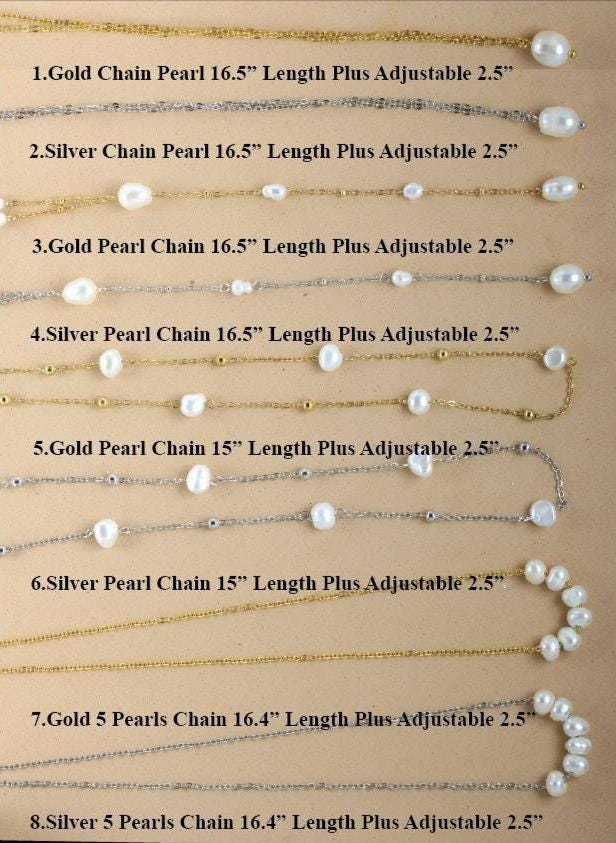 Pearl Necklace, Real Natural Pearl Beaded Necklace 18K Gold PVD Plated Stainless Steel Bridal Gift
