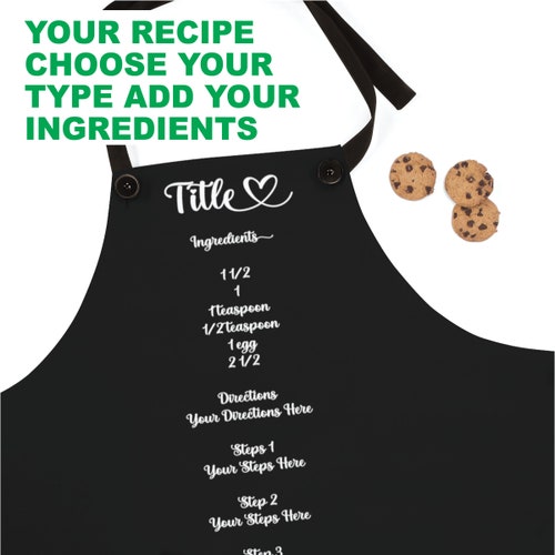 Recipe Personalized Chefs Apron, Custom Photo Apron, Custom Recipe