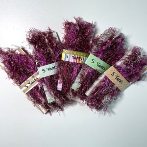 Variegated Eyelash Yarn &quot;Orchid Mauve&quot; Deep Red, Pink, Beige Haute Fur Yarn