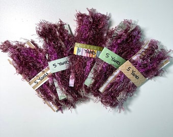 Variegated Eyelash Yarn &quot;Orchid Mauve&quot; Deep Red, Pink, Beige Haute Fur Yarn