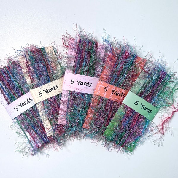 Variegated Eyelash Yarn "Tropical" Pink, Purple, Blue, Green