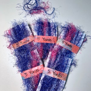 Variegated Eyelash Yarn Pink, Blue and Purple, Junk Journal Yarn, Haute Fur Yarn Trim