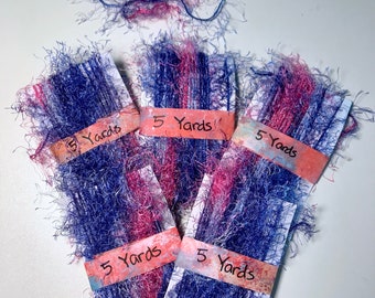 Variegated Eyelash Yarn Pink, Blue and Purple, Junk Journal Yarn, Haute Fur Yarn Trim