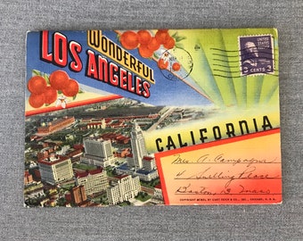 Wonderful Los Angeles, California Vintage Linen Postcard Folio, circa 1941