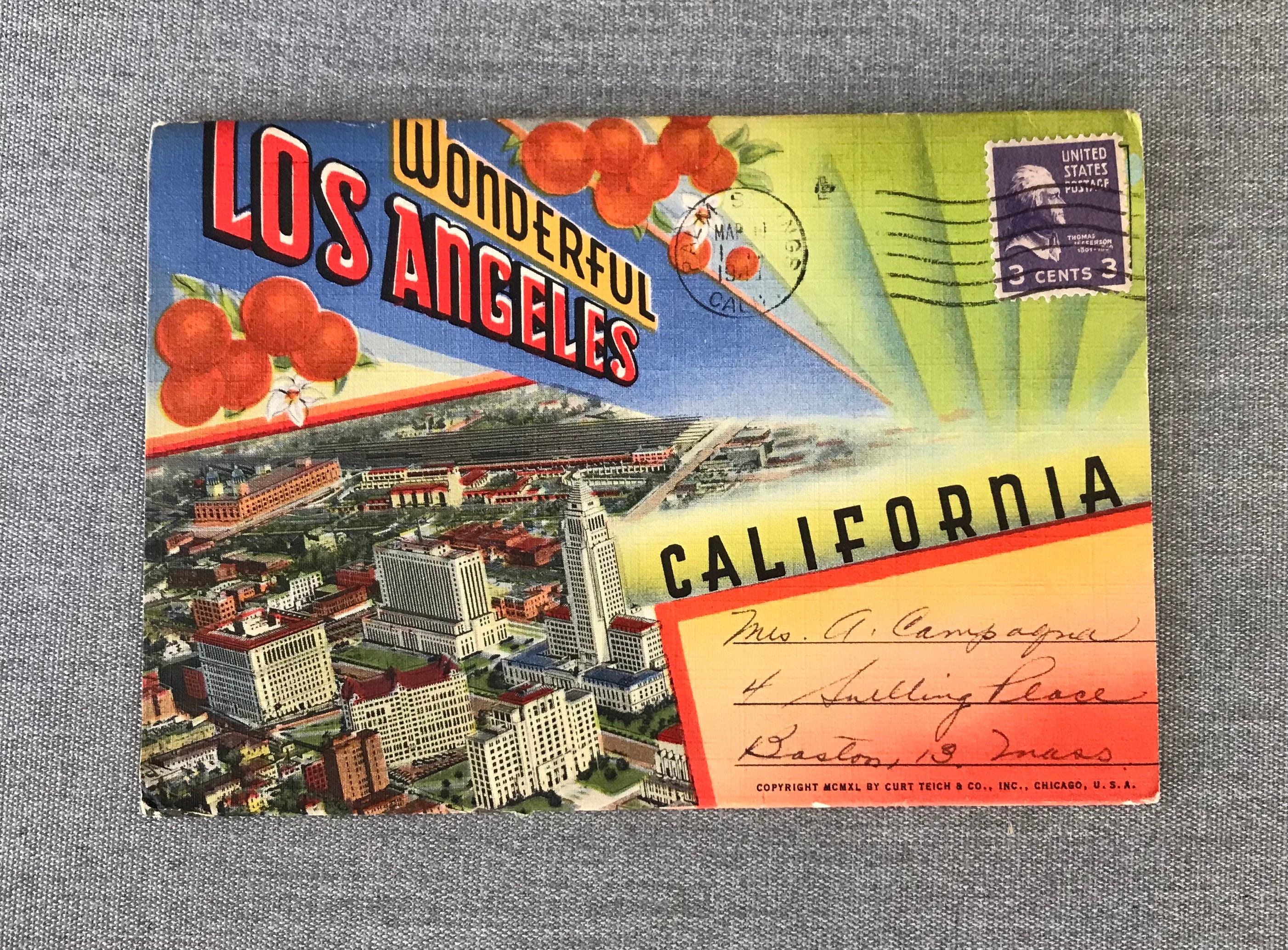 Wonderful Los Angeles, California Vintage Linen Postcard Folio, Circa 1941 Etsy