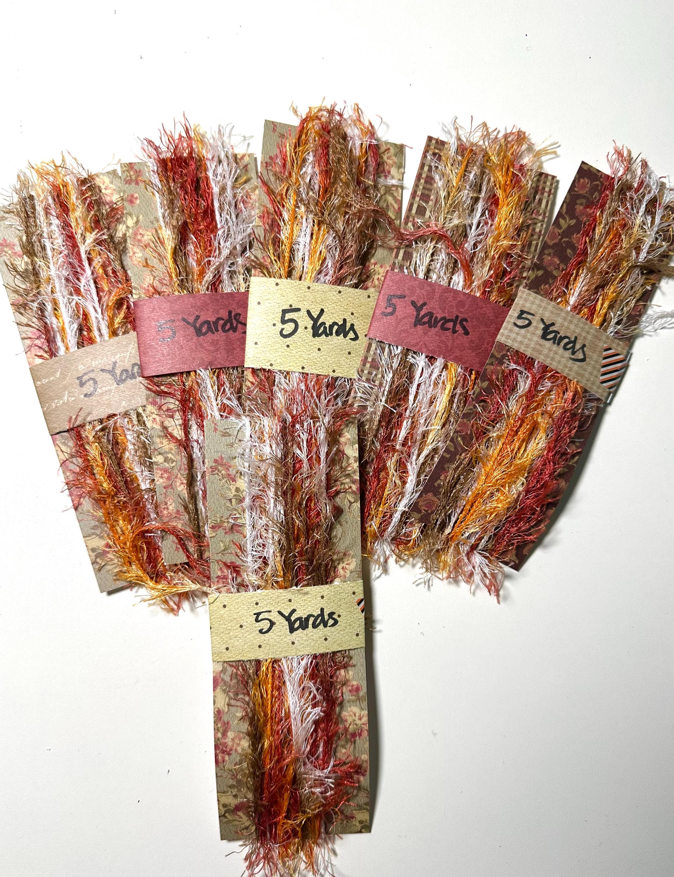 Variegated Eyelash Yarn in Browns, Red, orange and white