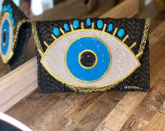 Evil Eye Silver Beaded Mini Pouch Bag Multi Sequin Bead Zipper Purse Bohemian Accesories Boho Black Canva Coin Purse Etsy