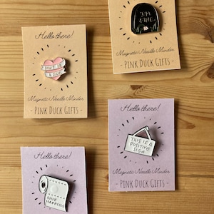 Magnetic Needle Minders with dainty and funny quotes, Embroidery essentials