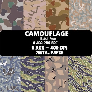 Military Pattern Bundle|Camouflage Digital Paper|Camo Paper Pattern|Army Digital Paper Pack|Military Multicolor Camo Patern|Digital Download