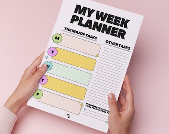 Simple Weekly Planner PDF A4 + US Letter | Clean Desk & Wall Organisation Printable