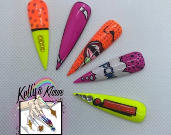 LECK MEIN LOLLIPOP | Popp! Kunst | Wiederverwendbare maßgeschneiderte Presse auf den Nägeln | Luxus Press on Nails | Salonqualität