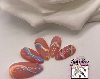 SWIRLY GIRLY | Abstrakte Swirl Nägel | Wiederverwendbare maßgefertigte Press-On-Nägel | Luxus Press on Nails | Salonqualität