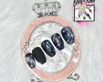 VERLUST IN WALL | Galaxy/Cosmic Nails | Wiederverwendbare maßgefertigte Press-On-Nägel | Luxus Press On Nägel | Salonqualität