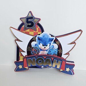 Sonic the Hedgehog Cake Topper Shaker | Sonic Birthday Cake Topper |Sonic  Cake Topper | Sonic Party Supplies | Boy Bday Cake Topper
