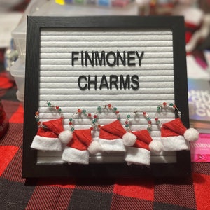 Santa Hat Wine Charms-Christmas-Gifts-Handmade, Stocking Stuffer, Gifts, Santa Clause, Favors