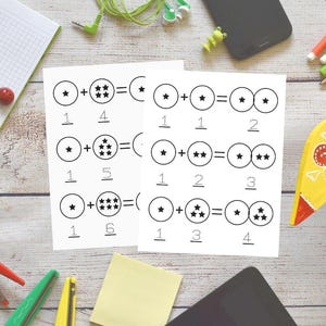 1-10 Addition Worksheets for Preschoolers/Kindergartners in Instant Download