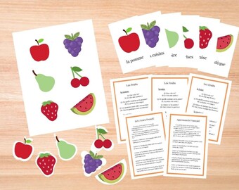 Toddler Learning Binder: The Fruits in French in Instant PDF Download