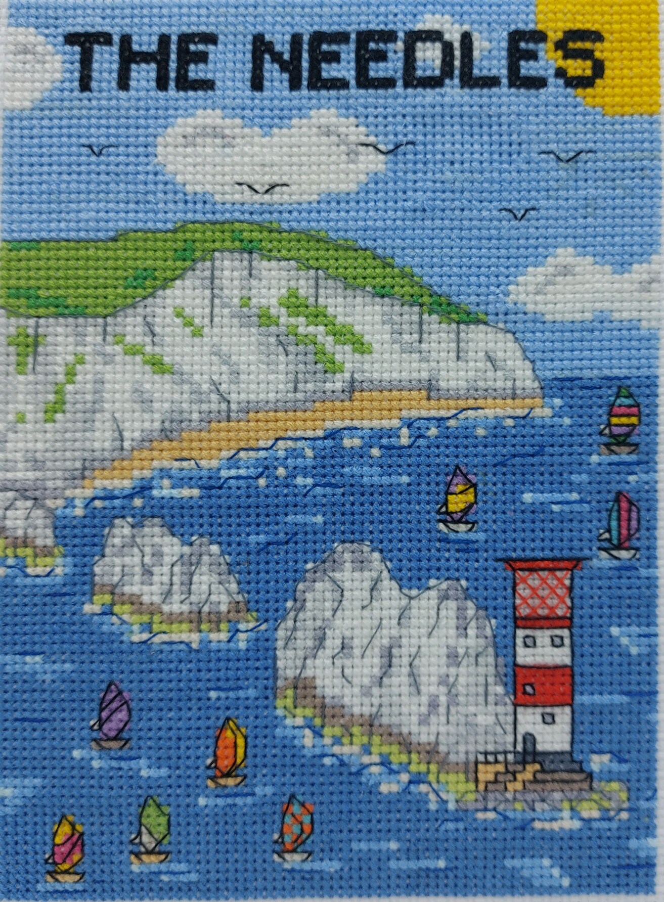 The Needles Cross Stitch Kit, Cross Stitch Kit, UK Landmark, Modern