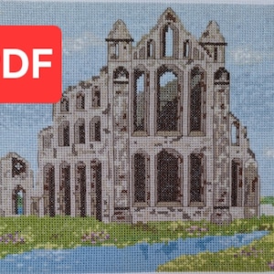 A View of Whitby Abbey Cross Stitch PDF, Whitby Cross Stitch, Cross Stitch Pattern, Modern Cross Stitch, Craft Kit, Counted Cross Stitch