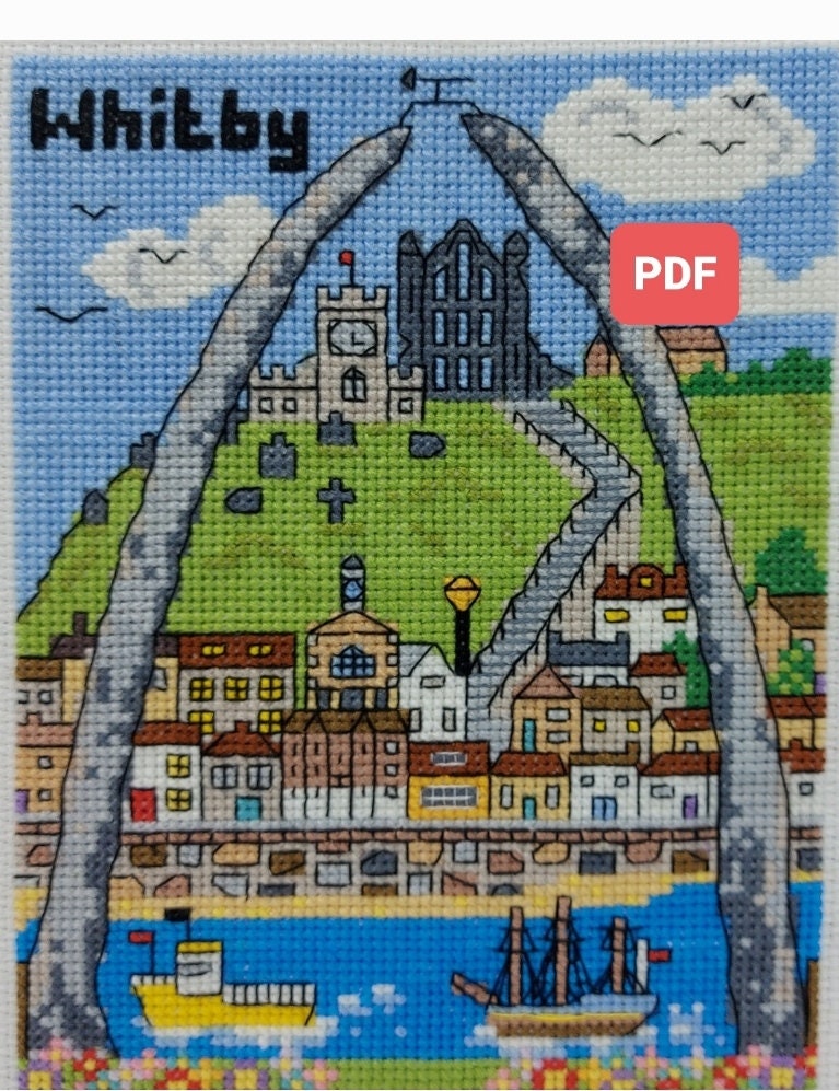 Whitby Cross Stitch PDF, Whitby Pattern, Landmark Cross Stitch, Modern Needlework, Beginners Cross Stitch, Cross Stitch PDF
