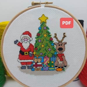 Christmas Scene Cross Stitch PDF, Christmas Cross Stitch, Festive Cross Stitch, Christmas Needlework, Sewing Pattern, Fun Embroidery