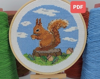 Eichhörnchen Kreuzstich PDF, Eichhörnchen Kreuzstich, Tier Kreuzstich Muster, Tierliebhaber, Kreuzstich Muster, Tier Kunst