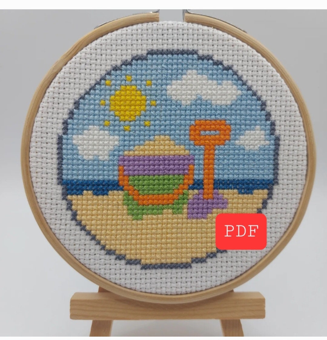Bucket and Spade Cross Stitch PDF, Seaside Cross Stitch, Cross
