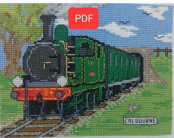 Steam Train Cross Stitch, Locomotive Cross Stitch PDF, Steam Engine Needlework, Train Embroidery, Old Train, Train Gift, Train Pattern