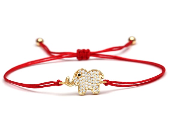Red string elephant bracelet sale