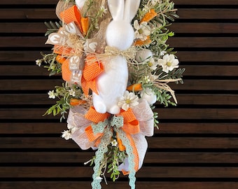 Flocked Bunny Swag Easter Wreath