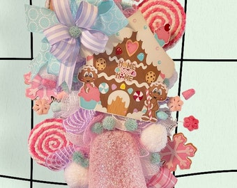 Pastel Gingerbread Christmas Swag Wreath