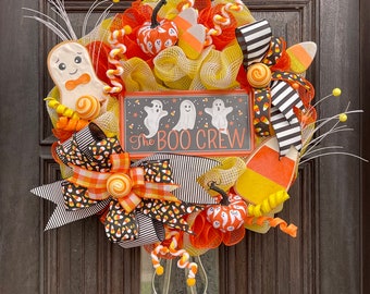 The Boo Crew and Candy Corn Halloween Wreath