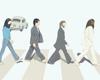 Beatles Abbey Road - Digital Illustration Print, Vector Art, Automatic Download, Music Lover Gift