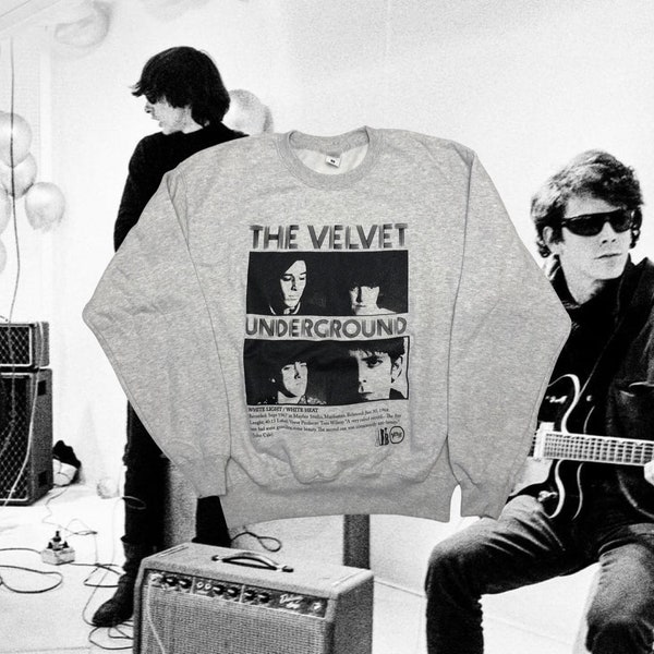 The Velvet Underground (sweat-shirt) imprimé arrière/recto (Lou Reed, Roxy Music, John Cale, The Stooges, Andy Warhol)