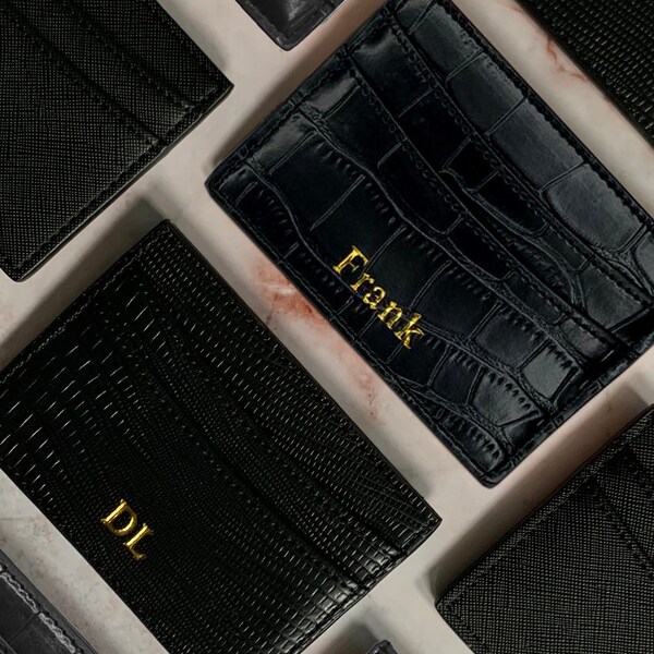 Embossed Leather Card Holder - Etsy