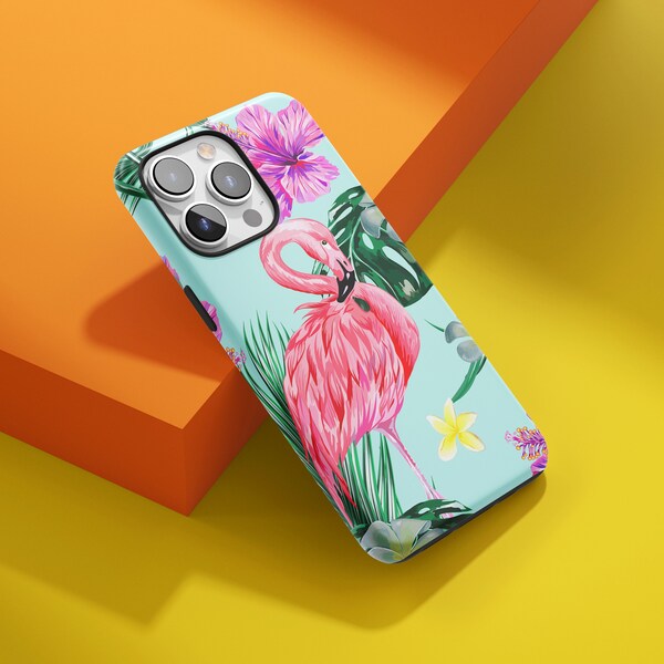 Tough Case For iPhone - Tropical Flamingo