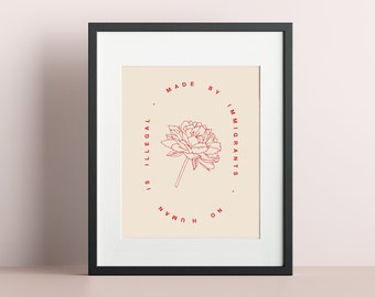 Żaden człowiek nie jest nielegalny – wydruk artystyczny: Firma należąca do Latynoski (pobranie cyfrowe)