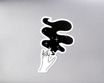 Naklejka z motywem czarownictwa: Magiczna ręka, gwiazdy, wibracje astrologiczne