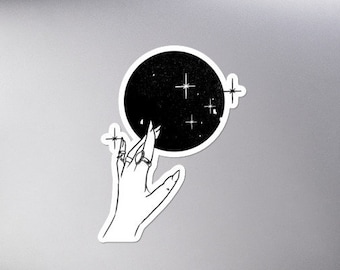 Witchy Moon & Crystal Ball Sticker: Goth Astrology Vibes