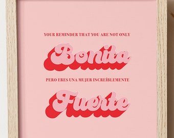 Plakat Bonita y Fuerte: druk artystyczny wzmacniający pozycję Latiny