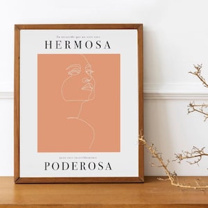 Printable: Hermosa y Poderosa Poster. Mexican Minimalism. Latina Wall Art. Latina Minimal Art. Latina Poderosa Print. Latina Quotes Art.