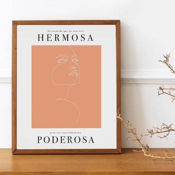 Printable: Hermosa y Poderosa Poster. Mexican Minimalism. Latina Wall Art. Latina Minimal Art. Latina Poderosa Print. Latina Quotes Art.