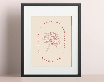 Plakat o prawach imigrantów: Kwiatowy wydruk artystyczny o prawach człowieka