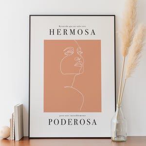Hermosa y Poderosa Poster. Mexican Minimalism. Latina Wall Art. Latina Minimal Art. Latina Poderosa Print. Latina Quotes Art.