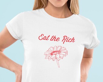 Koszulka unisex "Zjedz Bogaczy". Koszulka antykapitalistyczna. Koszulka antykapitalistyczna. Koszulka "Zjedz Bogaczy". Koszulka "Antyfaszystowska". Koszulka "Pieprzyć Trumpa". Koszulka socjalistyczna. Koszulka radykalnej lewicy.