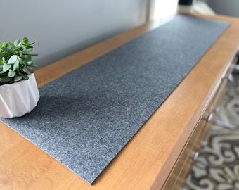 Hand-Cut Solid Modern 100% Merino Wool Felt Table or Dresser Runner, 3mm Thick, Custom Sizes Available